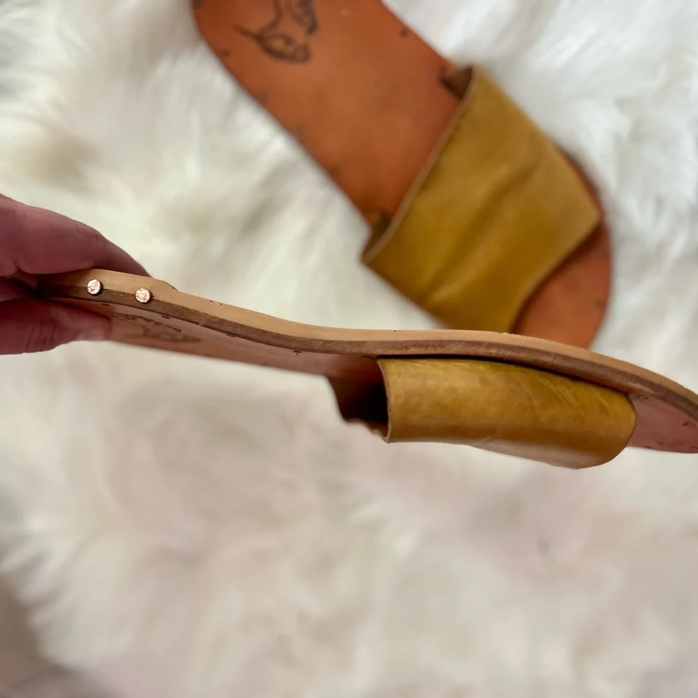 BEEK | Mustard Gold Slide Sandals - Picture 4 of 6